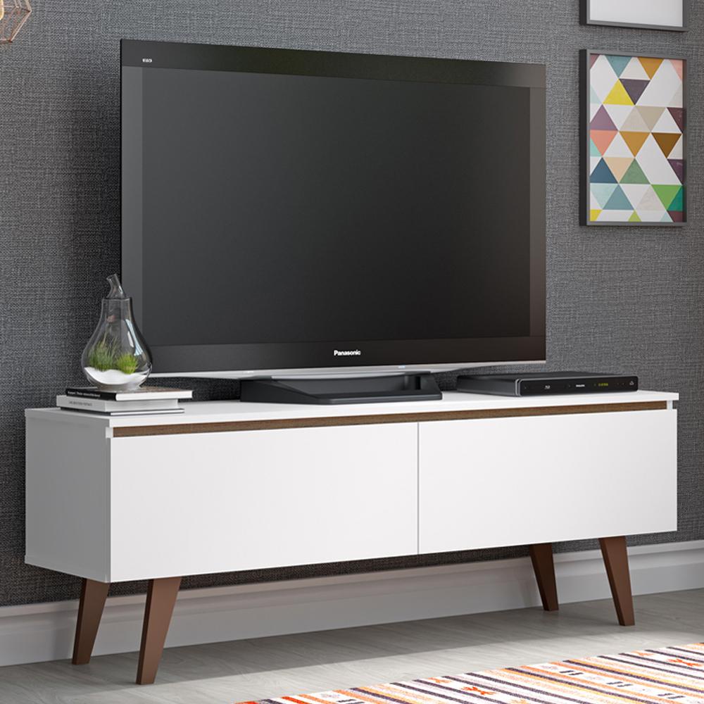 Rack para TV até 55 Polegadas Madesa Le Mans com 2 Portas Rustic/Branco - Home & Living