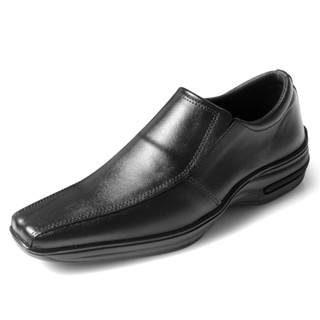 Sapato Social Masculino Liso Basico Sem Cadarço Linha Conforto Bico Quadrado Sola Borracha