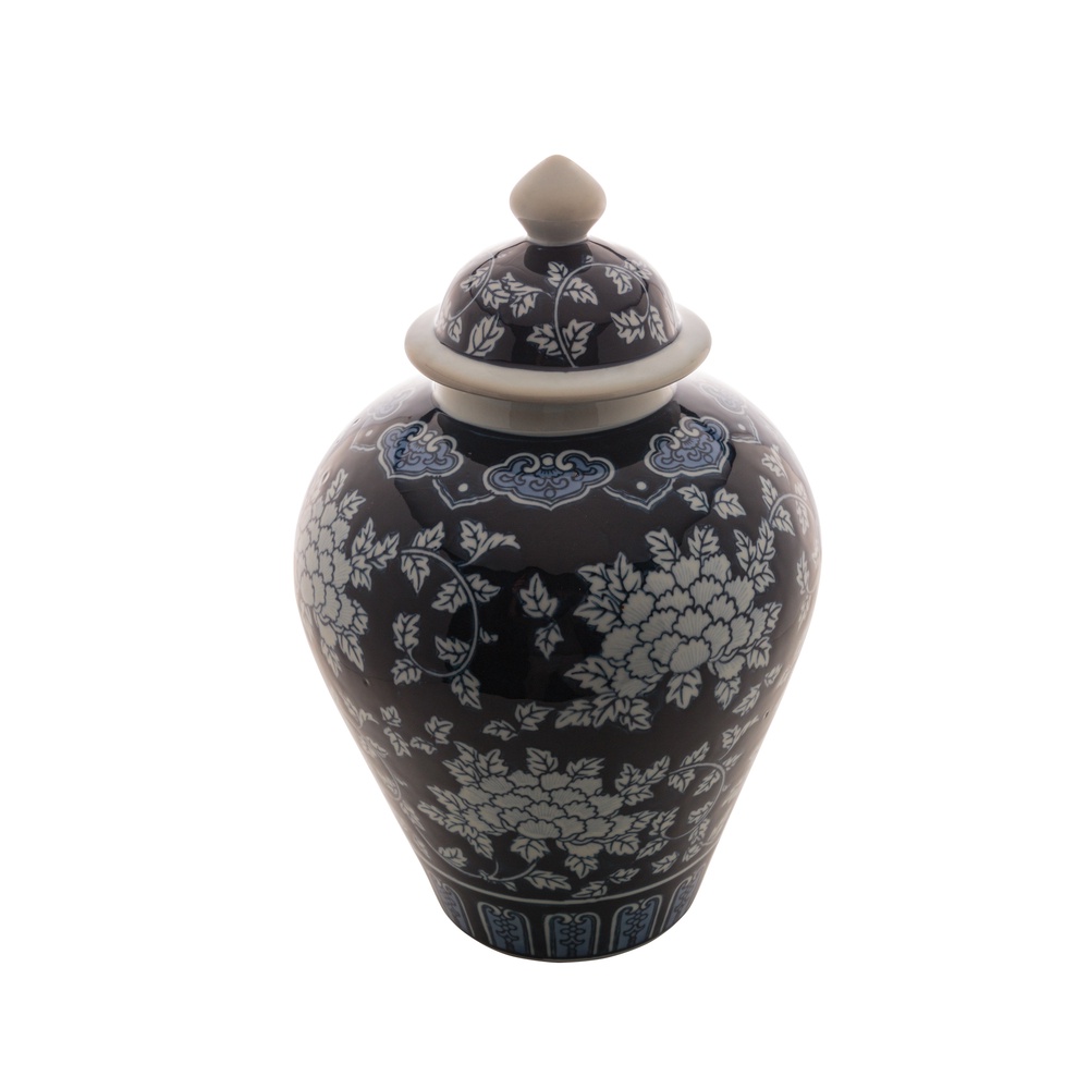 Potiche Decorativo de Porcelana Imperial Azul/Branco 34x23cm Royal Decor