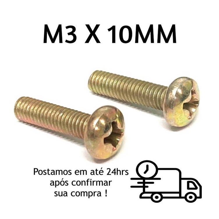 Parafuso Panela Phillips M3 X 10mm Bicromatizado