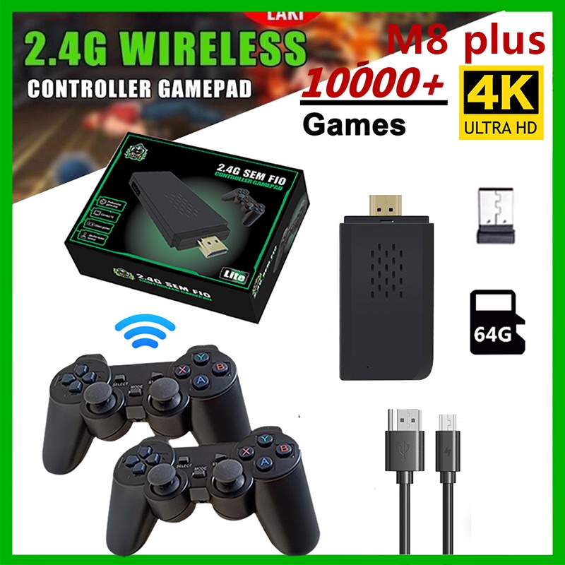Console De Jogo HDMI 4K M8 Sem Fio Duplo/Único/Quad Clássico Retro Vídeo Ps1/Cps/Fc/Gb/Gba 10 Jogos