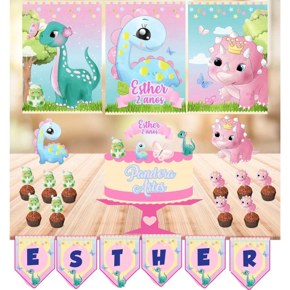 Kit Festa Dinossauro P/Menina em Oferta na Shopee