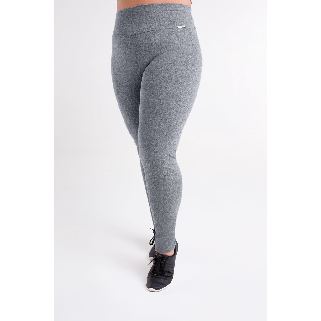 Legging Lisa Cinza Mescla Clara Feminina Suplex Moda Fitness Não Transparente Cintura Alta Plus Size Academia Dia a Dia