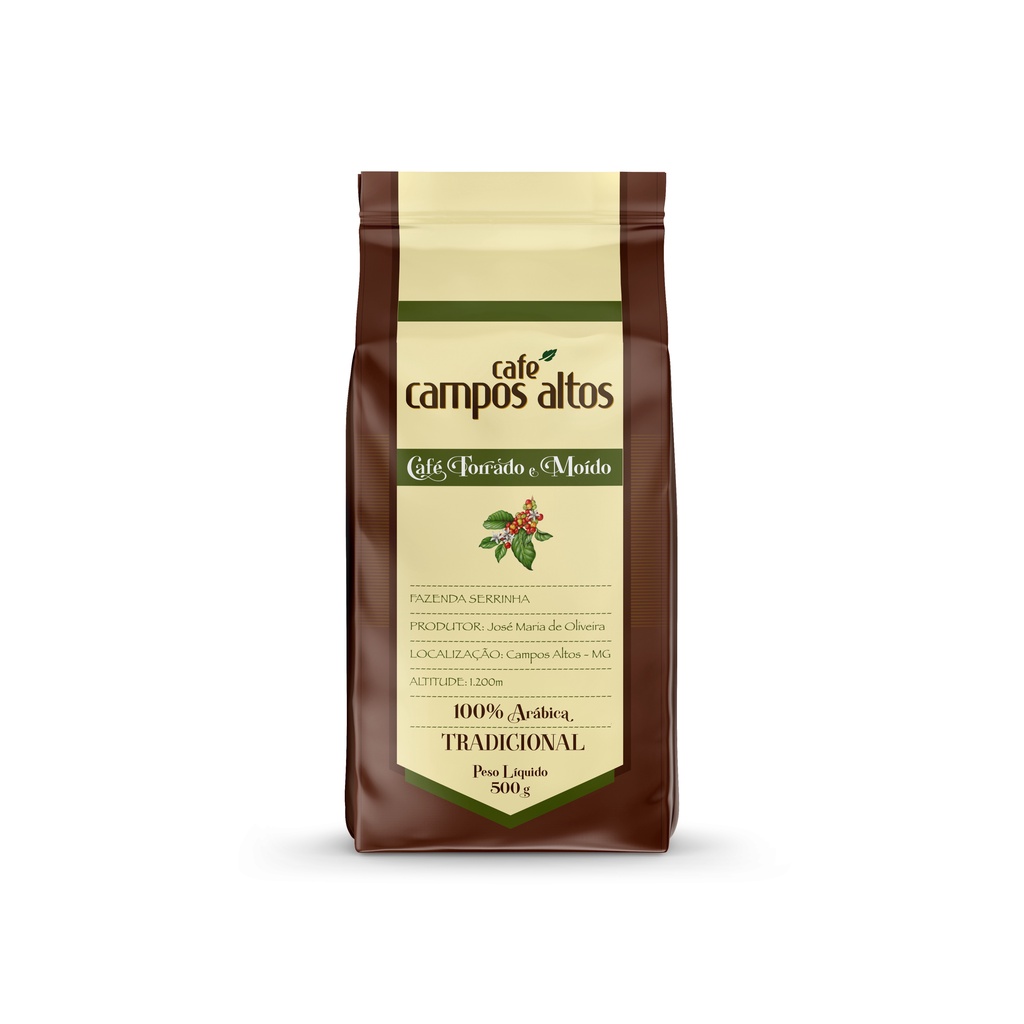 Café Tradicional Torrado e Moído 500g Café Campos Altos Escorrega o