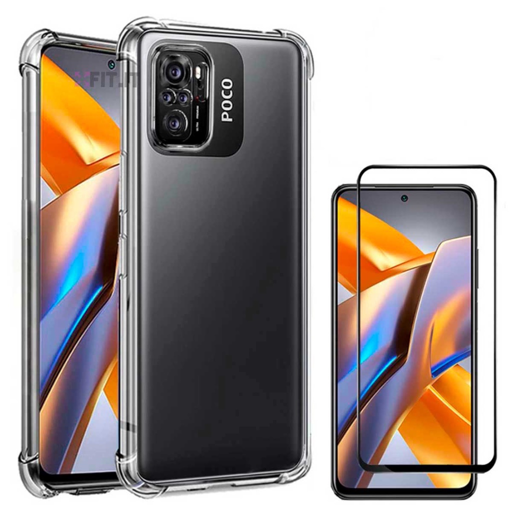 Kit Capa Capinha Anti Impacto + Película Frontal Vidro 3D Temperado para Xiaomi POCO M5s
