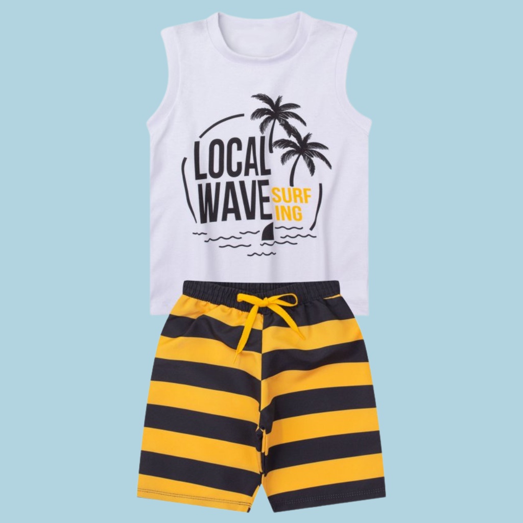 Conjunto Infantil Masculino Menino de Verão Camiseta e Bermuda Resistente Confortável