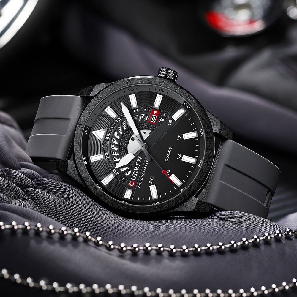 CURREN Fashion Men Watches Top Marca Luxo Impermeável Esporte Silicone Automático Data Militar 8421 S Com Caixa · foto 2