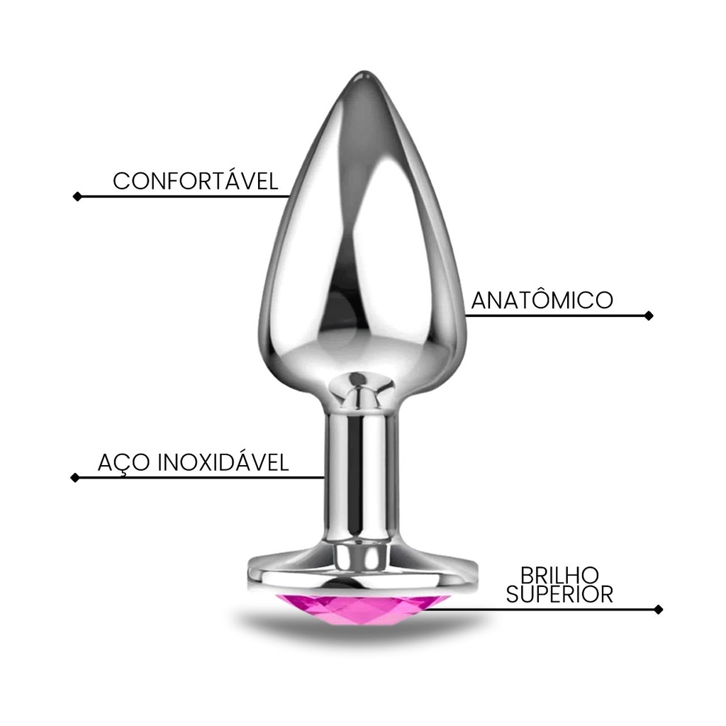 Plug Anal em Aço Inoxidável com Joia Brilhante Tamanho P em Oferta na Shopee