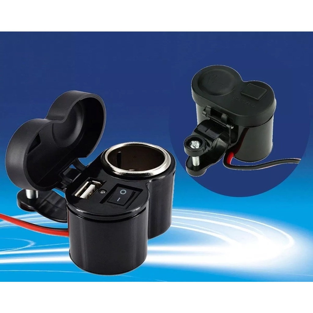 Tomada 12v usb 5v para moto carregador de celular e gps desconto no pre o