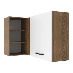 Armário de Cozinha Aéreo de Canto 1 Porta linha de 60 cm de profundidade Rustic/Branco Agata Madesa