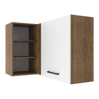 Armário Aéreo de Canto Madesa Agata 1 Porta para linha de 60 cm de profundidade – Rustic/Branco
