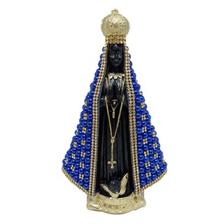 Imagem Nossa Senhora Aparecida Com Pérolas Azuis 23cm