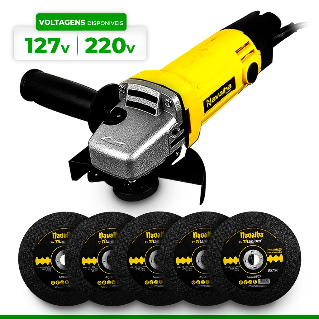 Lixadeira Esmerilhadeira Elétrica Angular Ferramentas Disco de Corte 650w Titanium