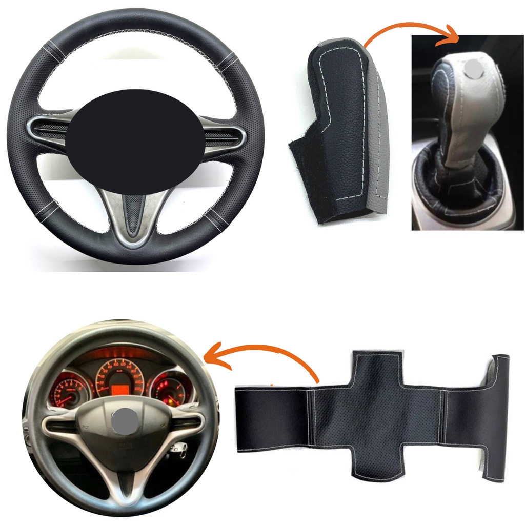 Kit Capas Couro Sintético Volante E Manopla Câmbio Manual Honda New Civic 2006 2007 2008 2009 2010 2011