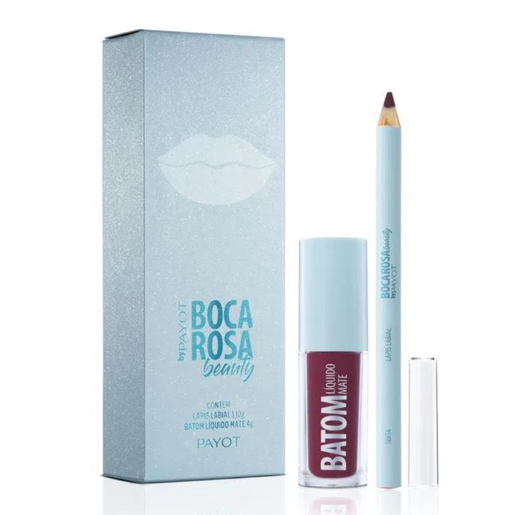 KIT LÁPIS LABIAL + BATOM LÍQUIDO MATE BOCA ROSA BEAUTY SEXTA