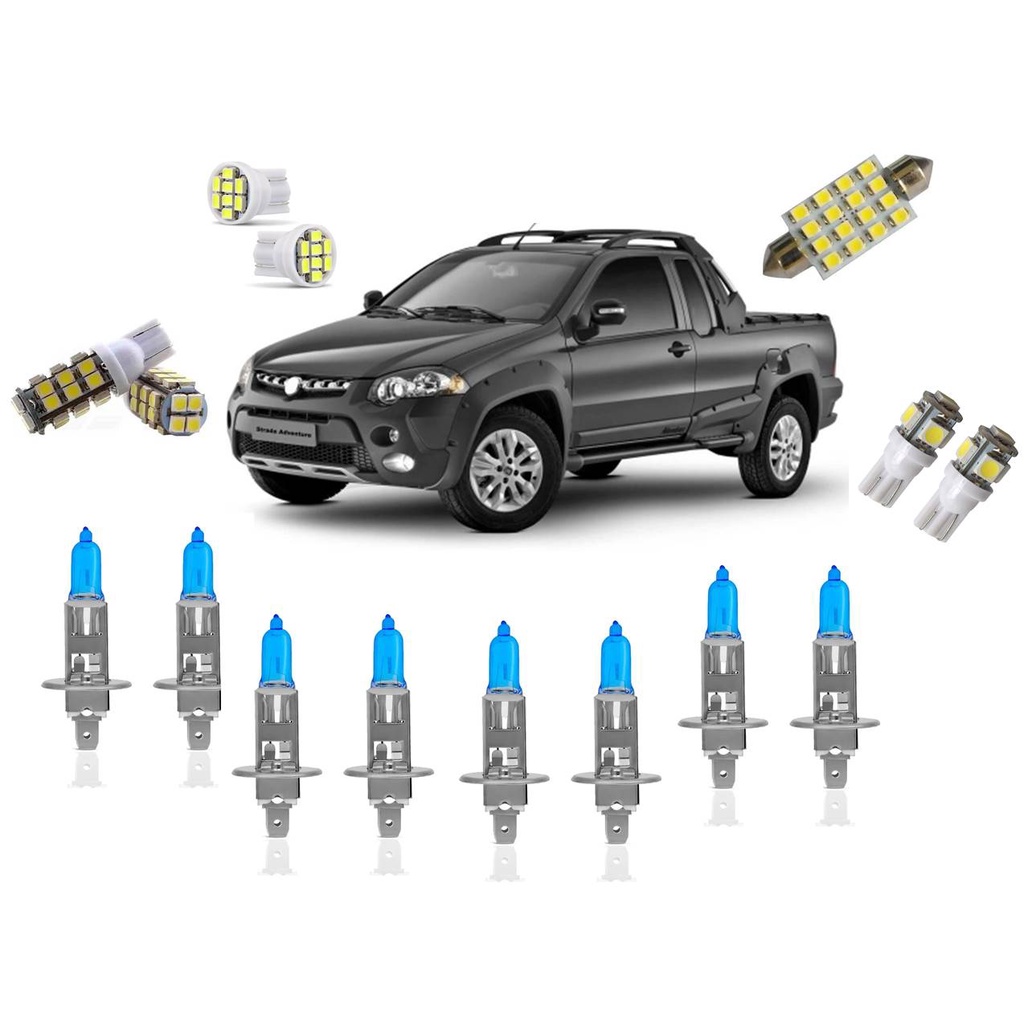 Kit Lampadas Super Brancas E Led Fiat Strada 14 a 16 em Oferta na Shopee