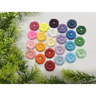 Mini flores de papel com pérola (2,5cm) pacote com 12 unidades Flor/Rosa