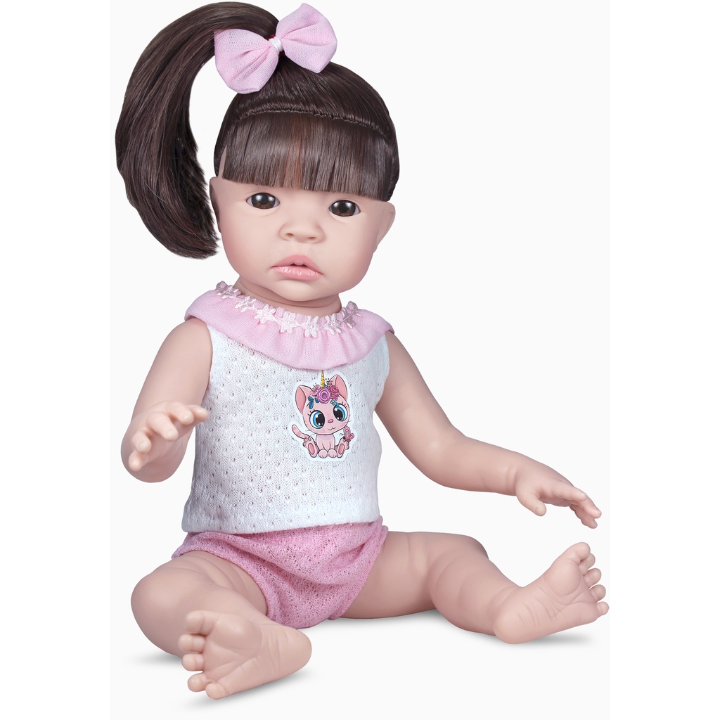 Boneca Bebê Reborn Morena Promoção Loira Acessórios - Escorrega o Preço