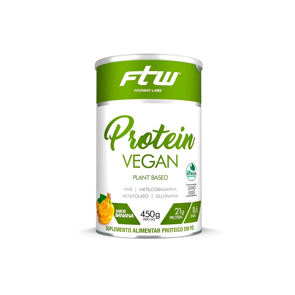 Protein Vegan 450G Ftw - Proteína Vegana Ervilha Arroz Leite Coco - Whey Protein Vegano, whey vegetal, whey vegano Produto Original