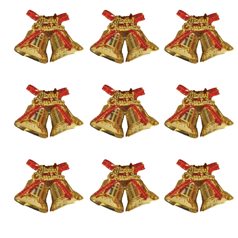 Kit 18 Sino Duplo Dourado Enfeite Pendente Para Arvore De Natal Decoracao Natalina