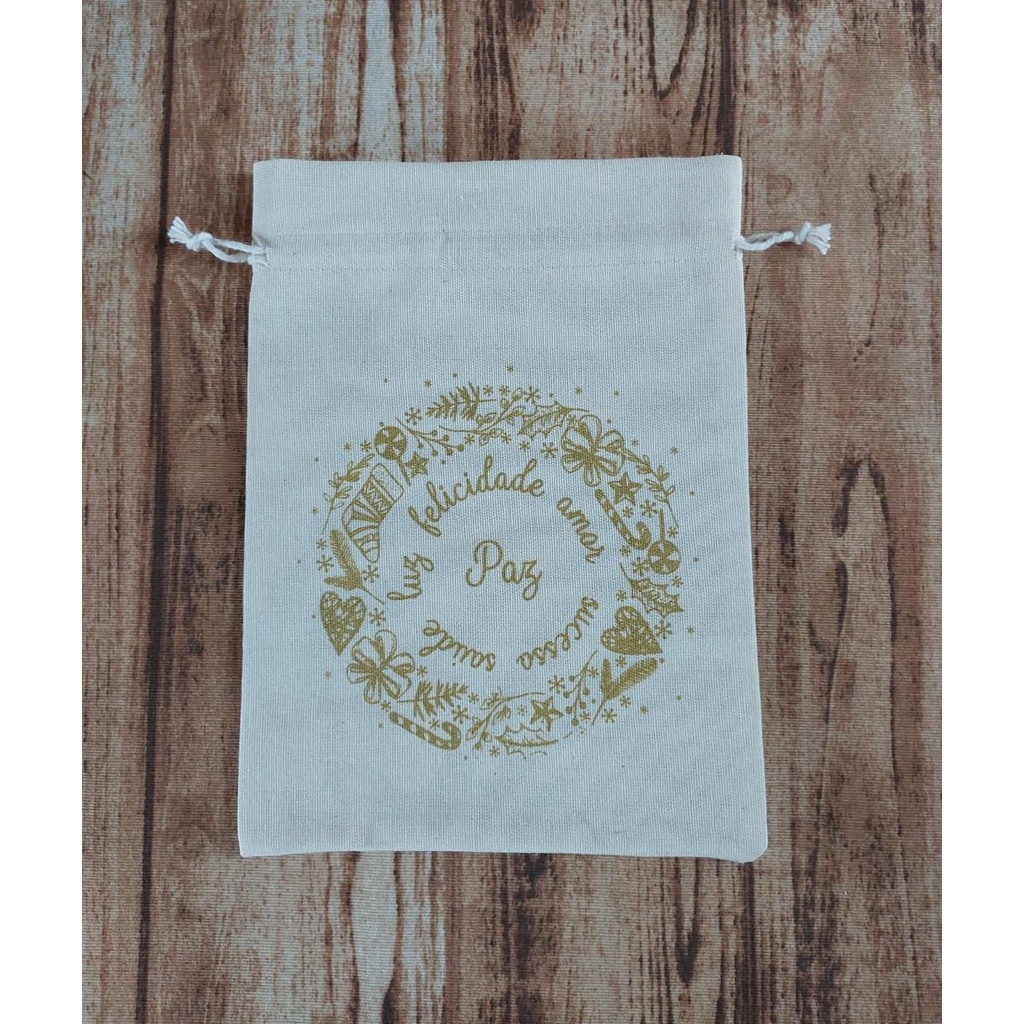 10 Embalagens 15x20 Natalinas em algodão cru.