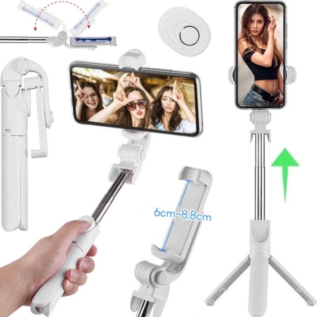 Tripé Bastão 3 em 1 Suporte Estabilizador Para Celular Controle Bluetooth Gravação Vídeo Foto