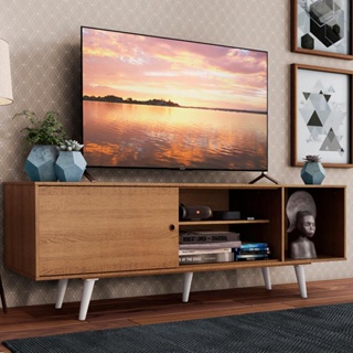 Rack Madesa Dubai para TV até 65 Polegadas com Pés - Rustic/Branco em Oferta na Shopee