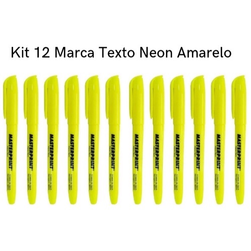 Kit 12 Marca Texto Neon Amarelo Masterprint - Grifa Texto