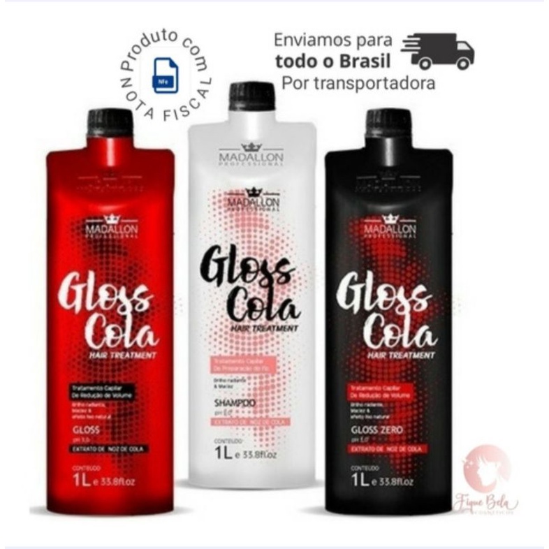 Kit Progressiva Gloss Cola Madallon 3x1000ML Envio Imediato Super Promoção