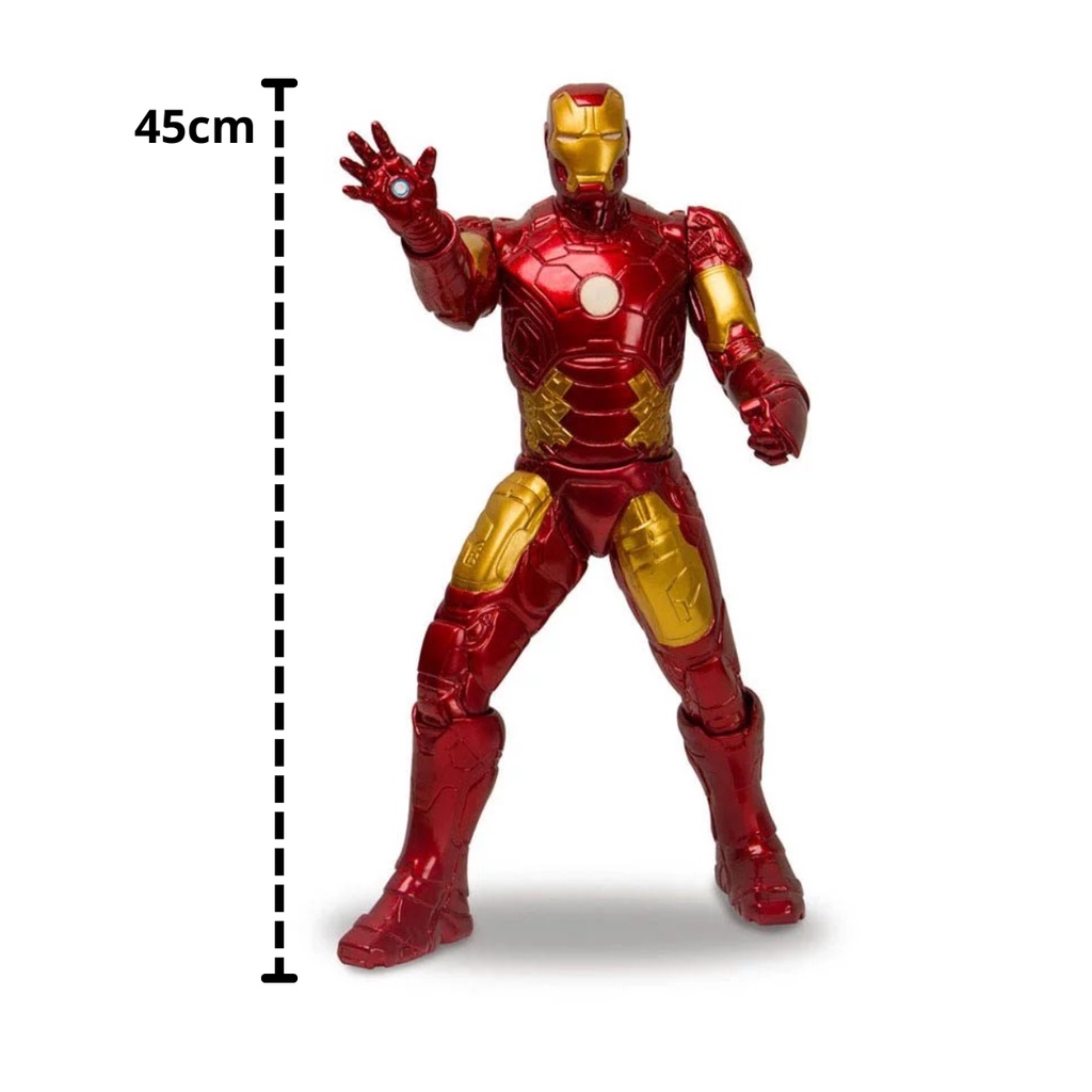 Detalhes do Boneco Homem De Ferro Gigante 45cm Articulado +3 anos Avengers Revolution Mimo - 0515