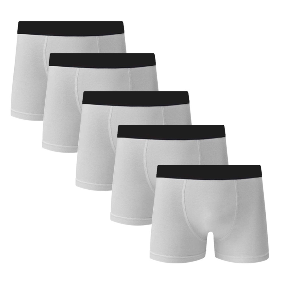 KIT 5 Cuecas Boxer Algodão Cotton Branca Com Poliester C5 em Oferta na Shopee