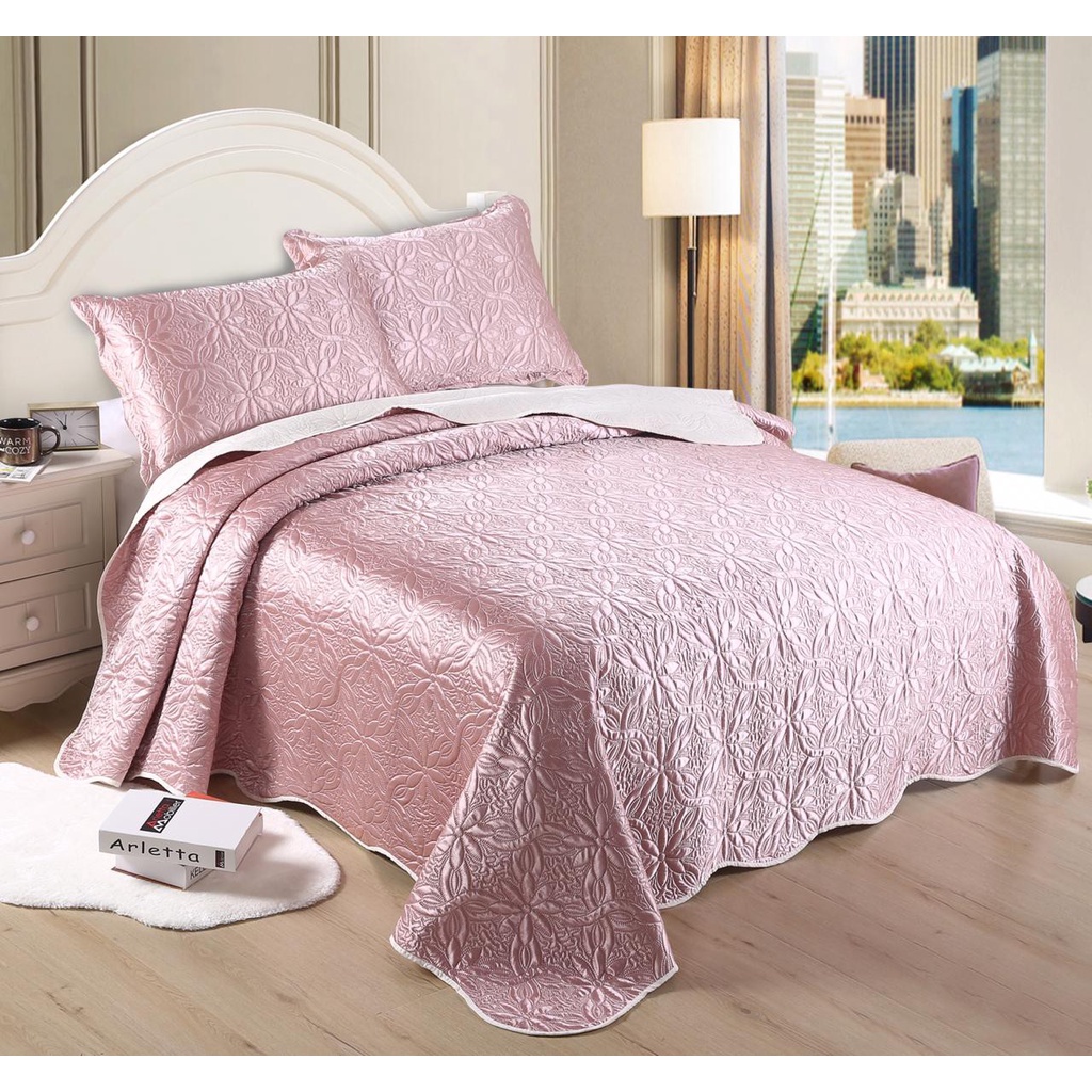 Kit Colcha Sultan Cetim Fashion Dupla Face Casal 3Pçs 220x250
