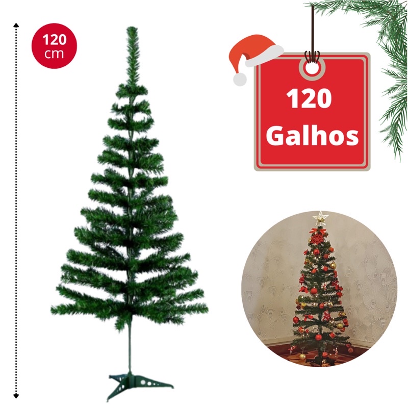 Árvore De Natal Árvore De Natal 1,20 Altura 120 Galhos Pinheiro Luxo Barato  | Shopee Brasil