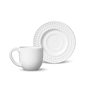 Jogo com 6 Xícaras Brancas de Café  75ml e Pires Roma Branco Ceramica Porto Brasil em Oferta na Shopee