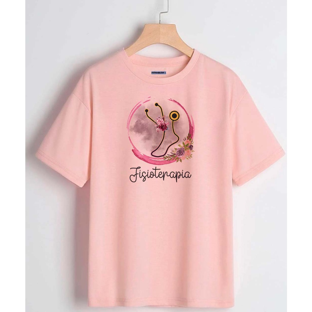 Camiseta Personalizada Rosa Bebê Estampa Fisioterapia, Camiseta Fisioterapia 100% Poliéster