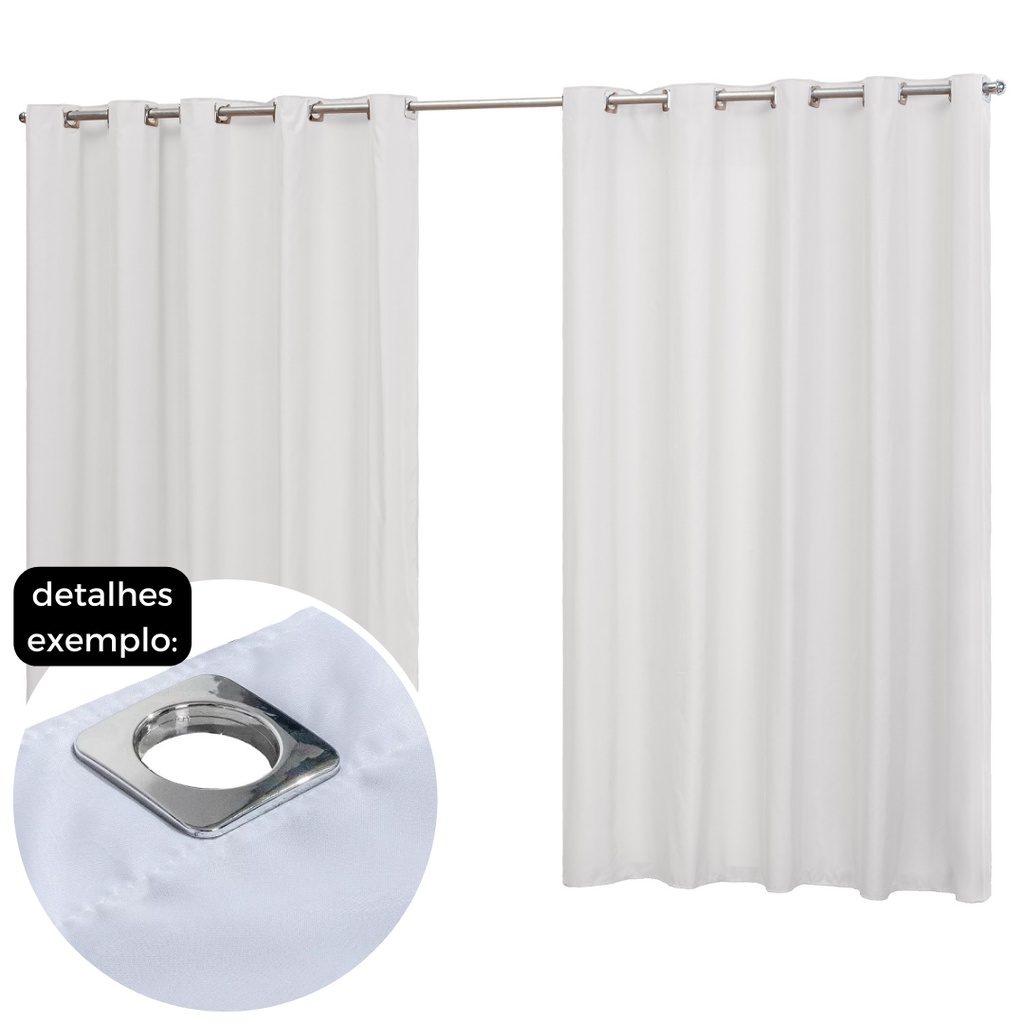 Cortina Sala e Quarto 4,00 x 1,60 Ilhós Cromado Varão Simples em Oferta na Shopee