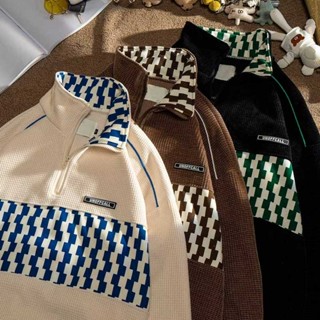 Moletom estilo coreano moda masculina manga longa gola solta com zíper