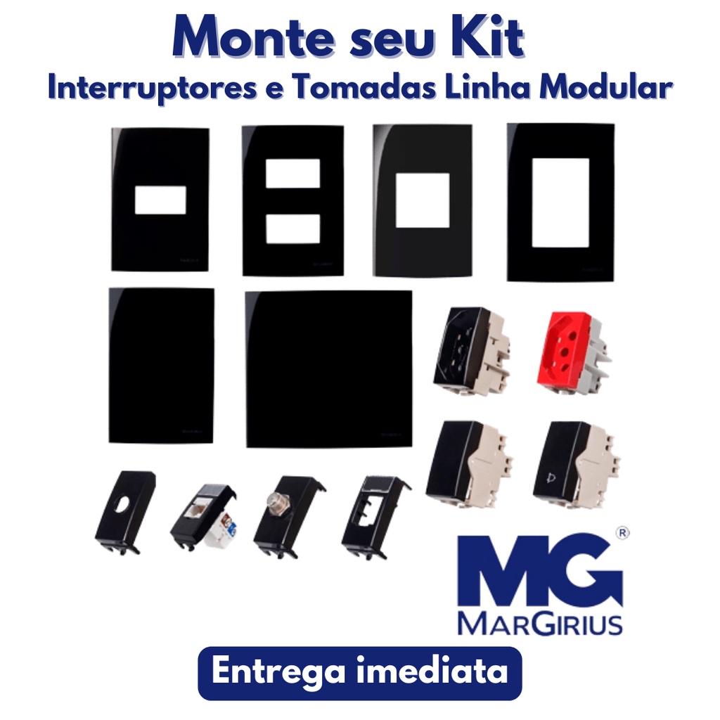 Tomada Interruptor Margirius Sleek Ebony Preta Black