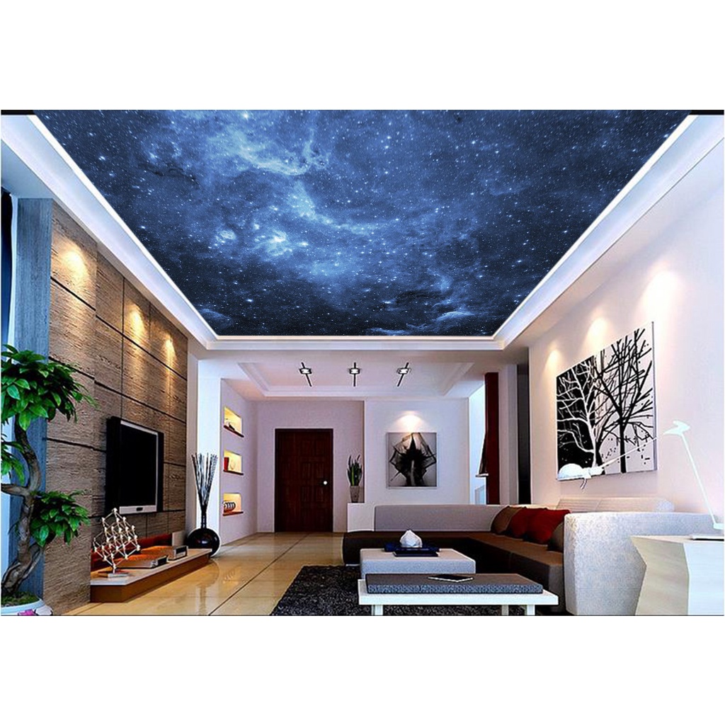 Papel de Parede de Teto - Adesivo Decorativo Para Teto - Painel Fotográfico Espaço Universo Paisagem Céu Galaxia ROF - 048