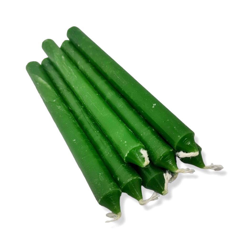 Vela Comum Palito Verde Kit Com 8 Unidades
