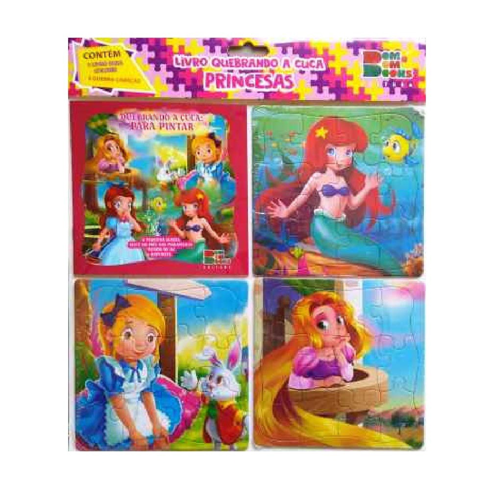 Quebrando a Cuca - Princesas 2 Livro Para Colorir e 3 Quebra-cabeças