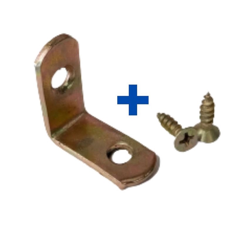 Kit: 10 Cantoneiras Bicromatizada Para Moveis 1"polegada 2,5x2,5cm + Parafusos em Oferta na Shopee