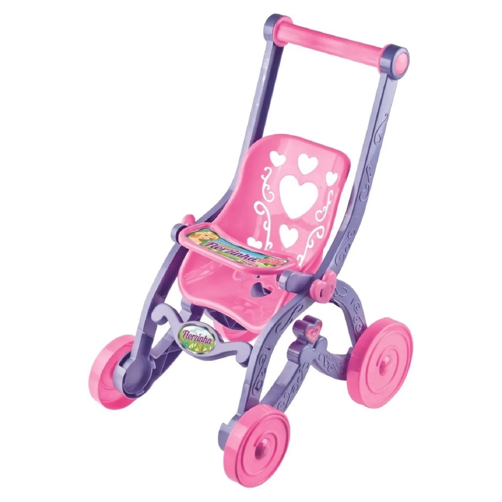 Carrinho de Boneca  Florzinha Bebe Reborn Rosa com Lilás CDB050 - Brinqmix - Mom & Baby