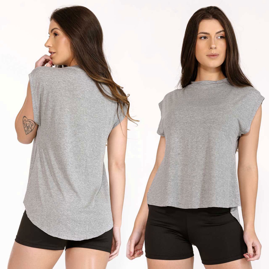 Blusa Sobre Legging Feminina Tapa Bumbum Longa Fitness Manga Curta Dyeu Modas