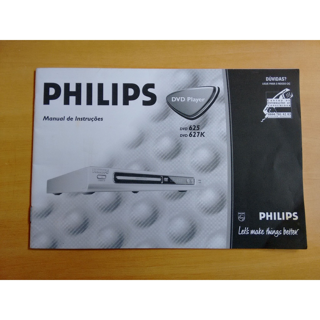 Manual De Instruções Philips Dvd Player 625 627k 208v
