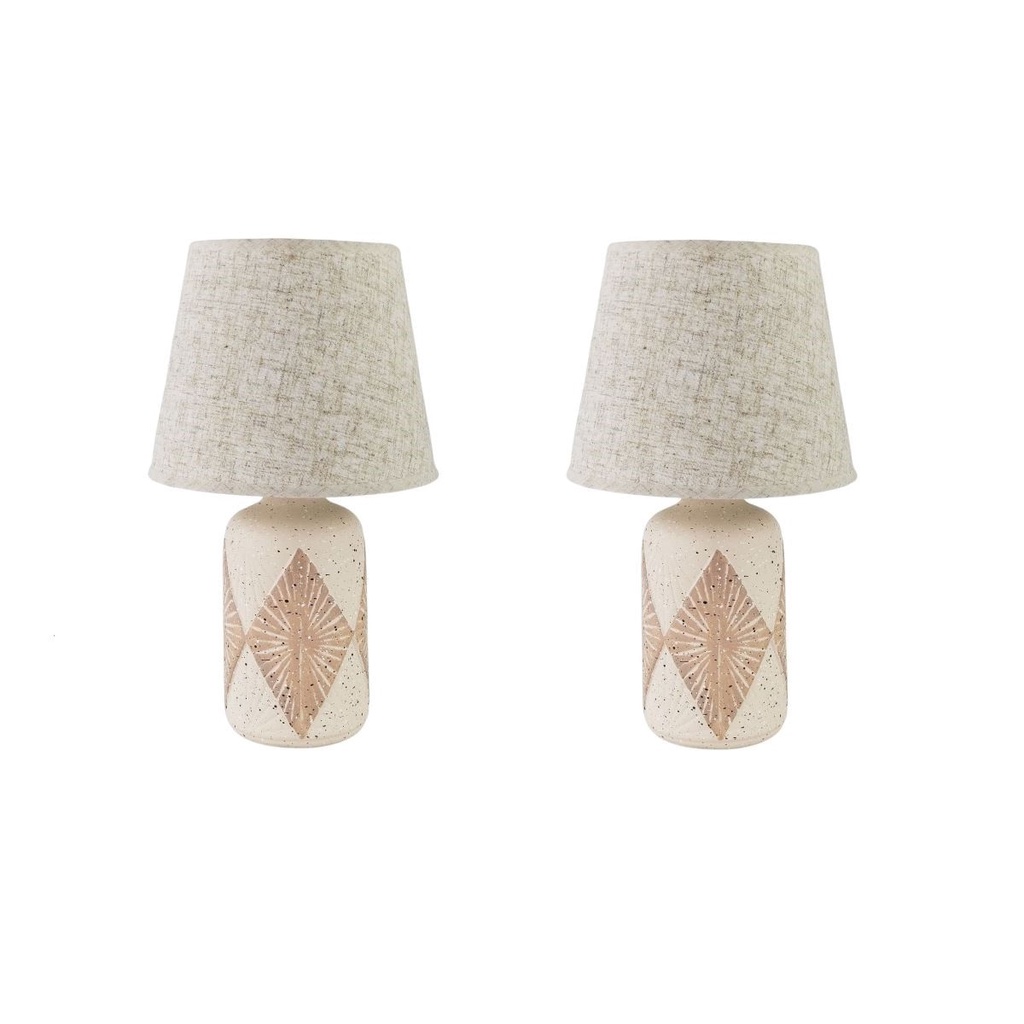 Kit 2 Abajures / Luminárias de Quarto Areia e Cúpula Palha