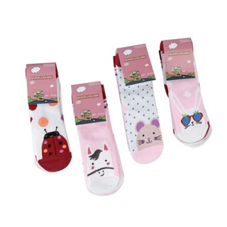 Kit 12 Pares Meias Menina Cano Médio com Cores e Desenhos Variados