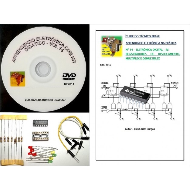 EletrônicaBásica.Livro,DVD aula e kit. Registradores de Deslocamento Multiplex e Demultiplex.V 14