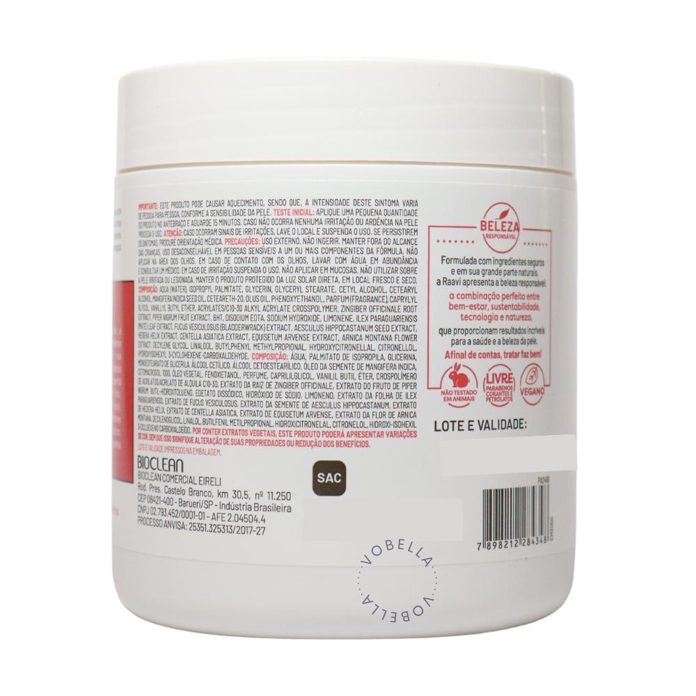Detalhes do Creme De Massagem Corporal Drenagem Pimenta Preta Raavi 500g