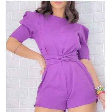 Macaquinho Feminino Curto Manga Princesa Duna em Oferta na Shopee